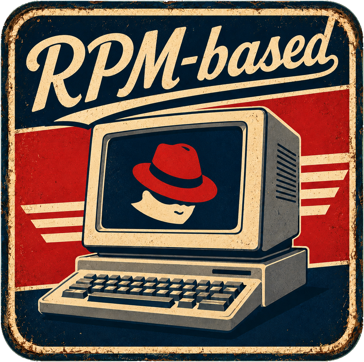 Retro RPM-based Linux computer icon